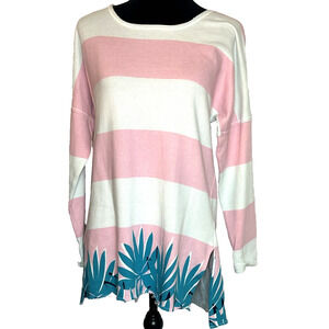 Crown & Ivy Misses Small Relaxed Fit Distressed Hi-Lo Long-Sleeve Pullover Top